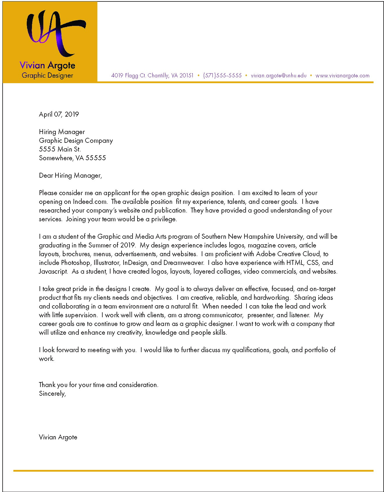 Cover Letter